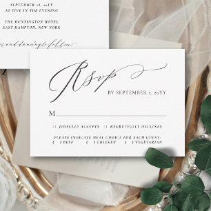 Flourishing Elegant Script Meal Choice Wedding RSVP Card