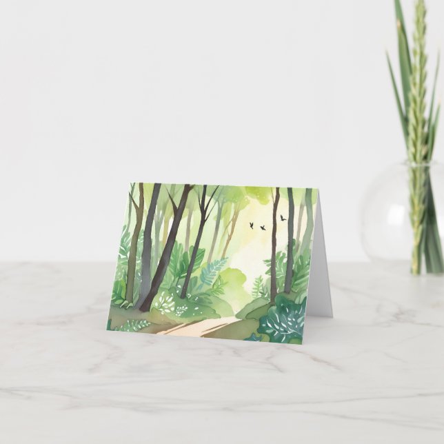 Flourishing Green Forest | Nature Watercolor Card (Front)