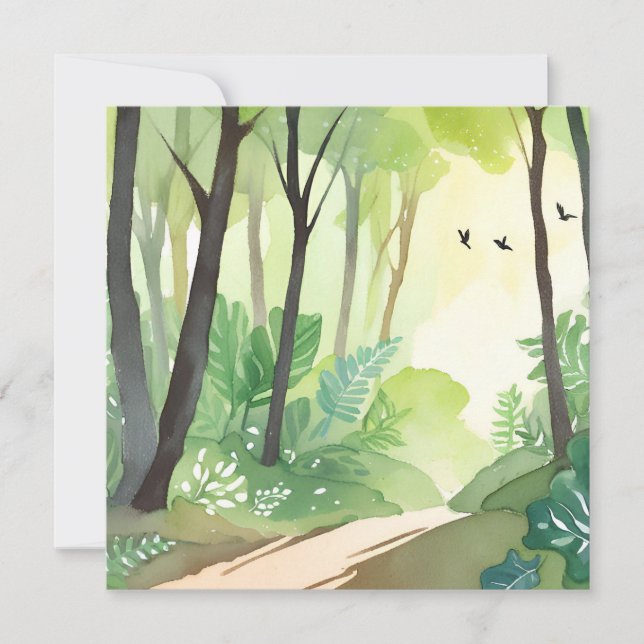 Flourishing Green Forest | Nature Watercolor Card (Front)