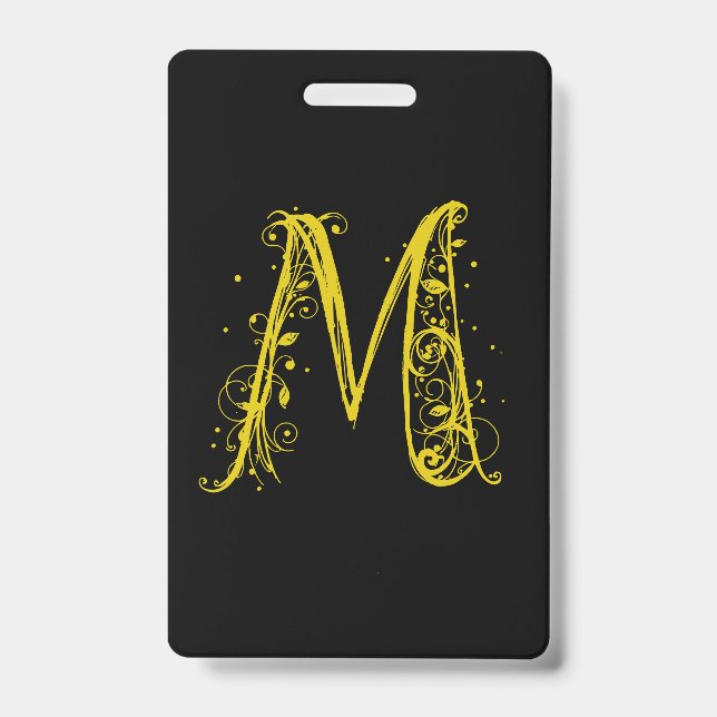 Flourishing Letter M ID Badge (Front)