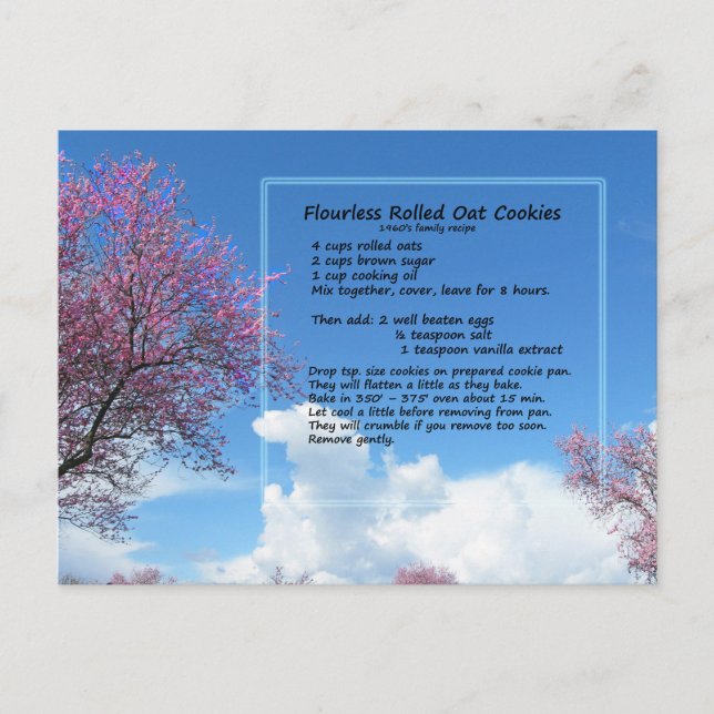 Flourless Oat Cookie Recipe Postcard (Front)