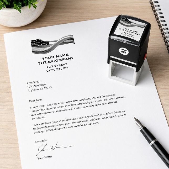 FLOW American Flag Company Name  Self-inking Stamp (Creator Uploaded)