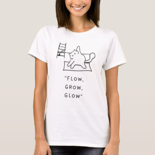 Flow, Grow, Glow Yoga Cat Illustration T-Shirt