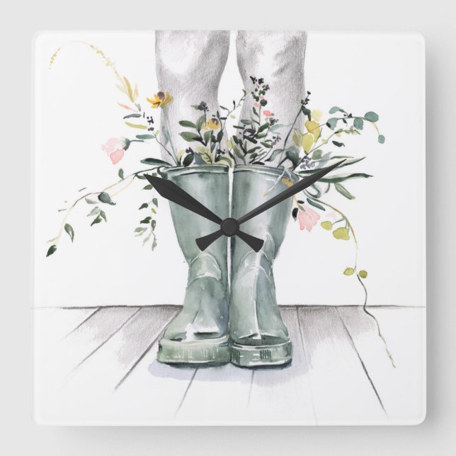 Flow & Grow II Square Wall Clock (Front)