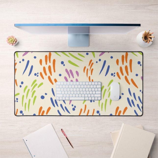 Flow in Blue, Orange, Purple, Green, and Cream Desk Mat (Office 1)