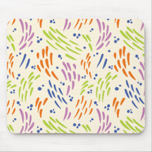 Flow in Blue, Orange, Purple, Green, and Cream Mouse Mat