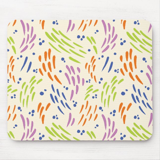 Flow in Blue, Orange, Purple, Green, and Cream Mouse Mat (Front)