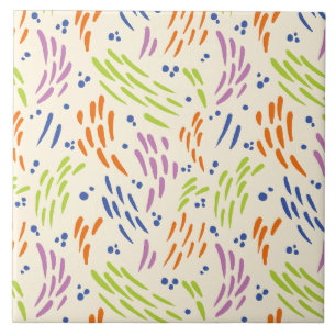 Flow in Blue, Orange, Purple, Green, and Cream Tile