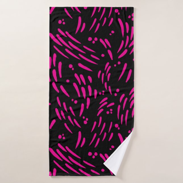 Flow in Magenta and Black Bath Towel (Bath Towel)