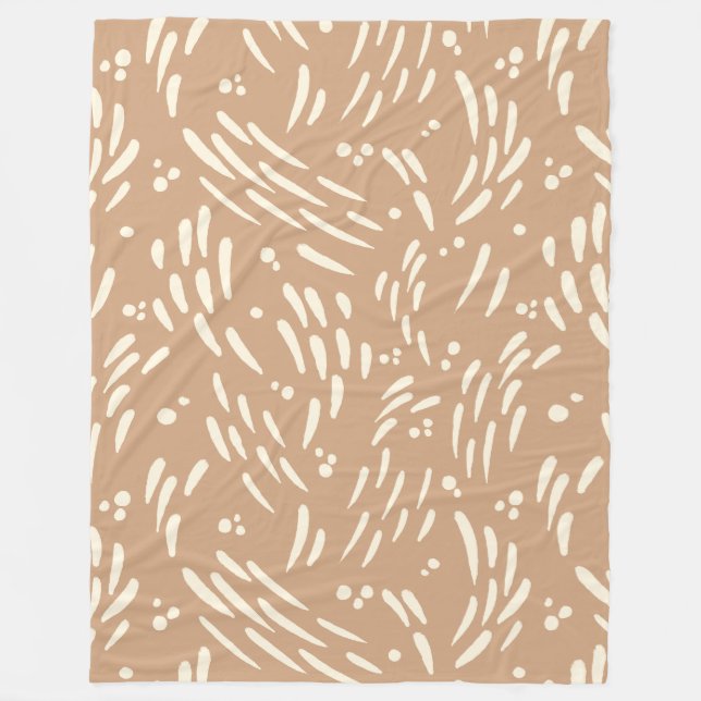 Flow in Tan and Cream Fleece Blanket (Front)