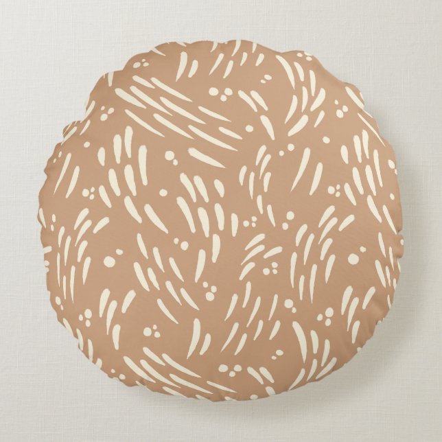 Flow in Tan and Cream Round Cushion (Front)