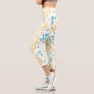 Flow in Turquoise and Yellow Capri Leggings
