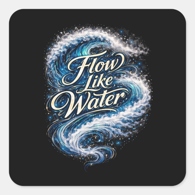 Flow Like Water Square Sticker (Front)
