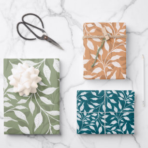 Flow of Dancing Leaves Design Delicate Foliage Wrapping Paper Sheet