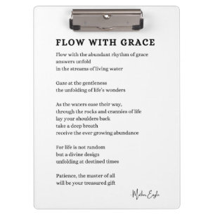 Flow with Grace Faith poetry wall art poster decor Clipboard