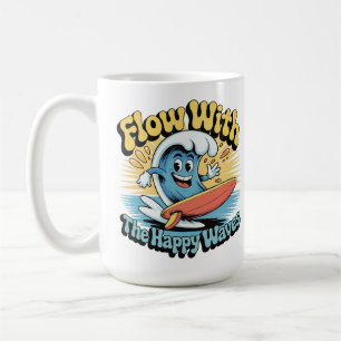 Flow With The Happy Waves Retro Surf Mug