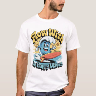 Flow With The Happy Waves Surf Style Men’s Tee