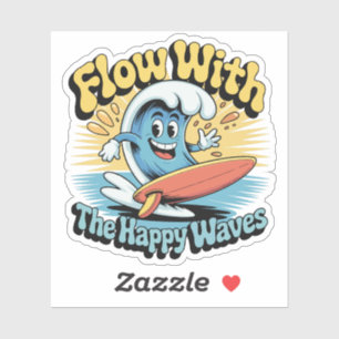 Flow With The Happy Waves Waterproof Sticker