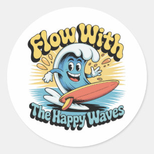 Flow With The Happy Waves Waterproof Sticker