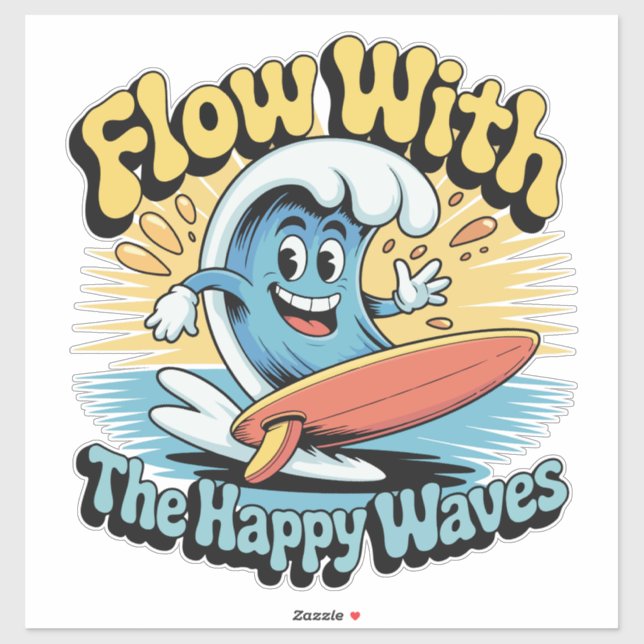 Flow With The Happy Waves Waterproof Sticker (Sheet)