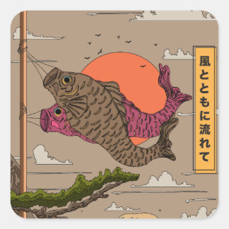 Flow with the Wind Koinobori Square Sticker