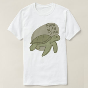 Flow With Time Sea Turtle Illustration T-Shirt