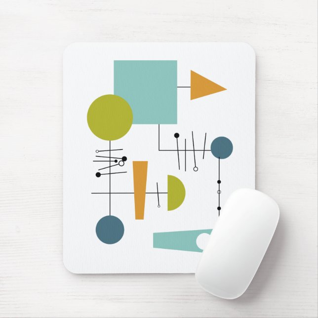 Flowchart Geometric Shapes Mid Century Modern Mouse Mat (With Mouse)