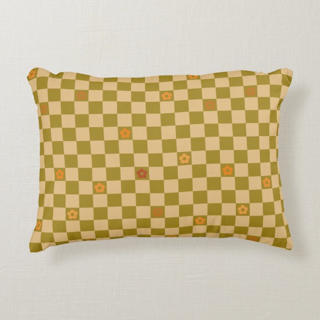 Flowe Checkered Pattern - No. 02 Decorative Cushion (Front)