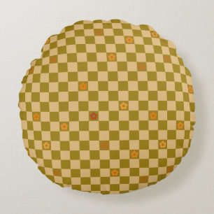 Flowe Checkered Pattern - No. 02 Round Cushion