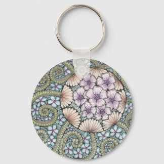 Flower2 and flower3 doodle art keyring. key ring
