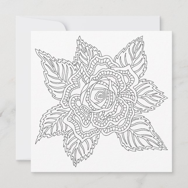 Flower 020617 Adult Colouring Rose Encouragement Card (Front)