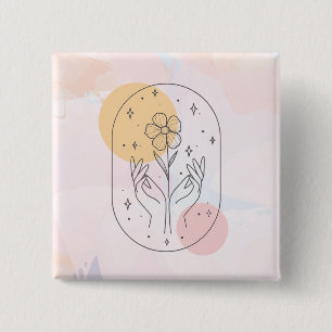 Flower 15 Cm Square Badge