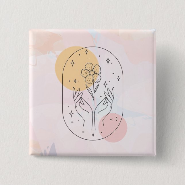 Flower 15 Cm Square Badge (Front)