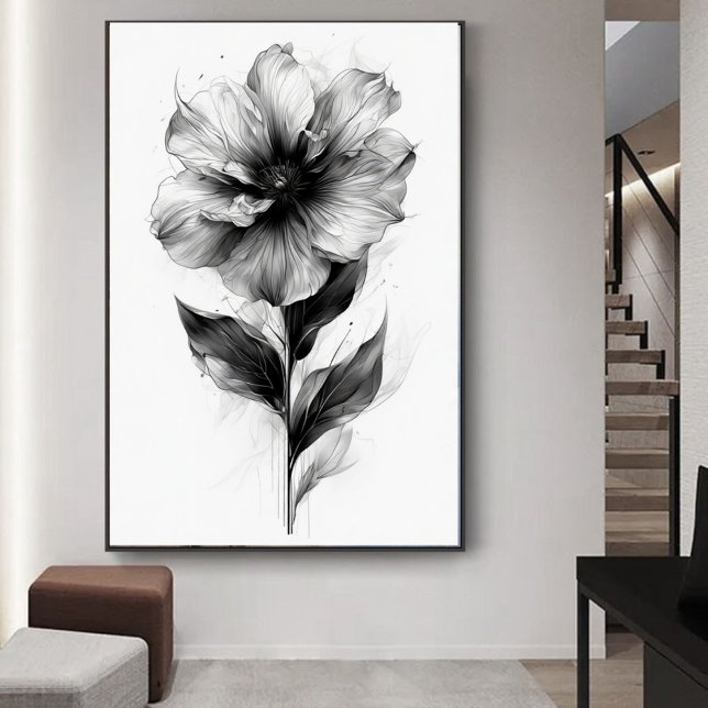 Flower Abstract Floral Art in Black Poster (Creator Uploaded)