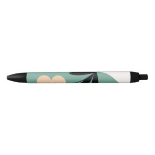 Flower abstract pattern black ink pen