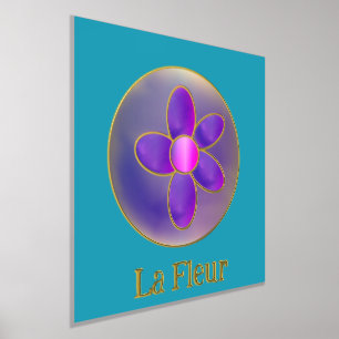 Flower Abstract Purple Teal Hot Pink Gold Foil Prints