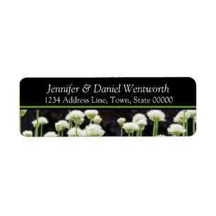 Flower Address Labels Black Green