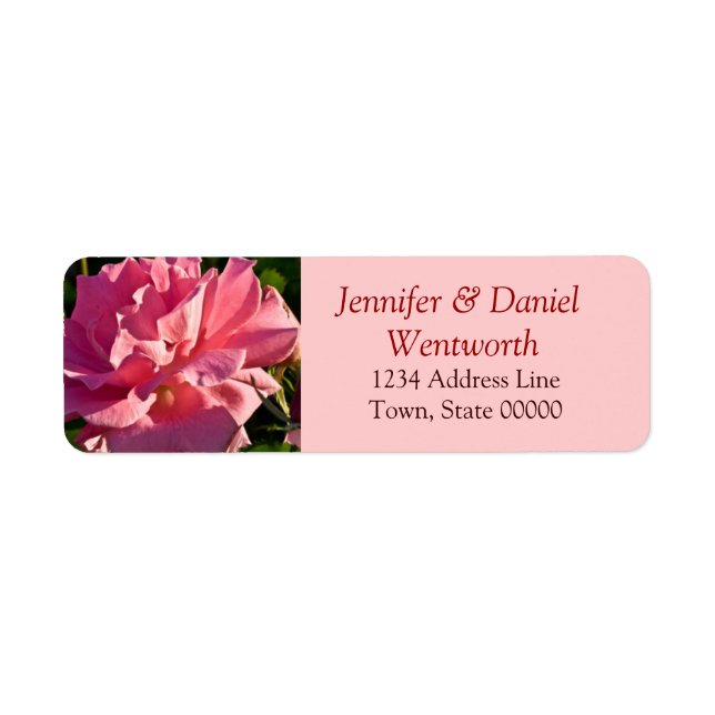 Flower Address Labels Pink Rose (Front)