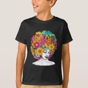 Flower Afro Women Black Queen African American Mel T-Shirt