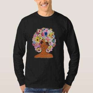 Flower Afro Women Black Queen African American Mel T-Shirt