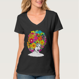 Flower Afro Women Black Queen African American Mel T-Shirt