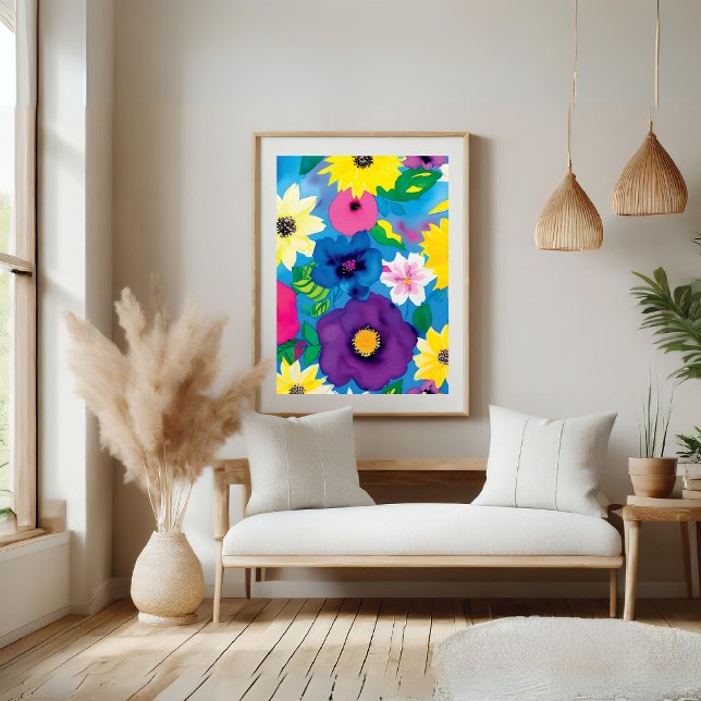 Flower All Over Print Watercolor Poster (Flower All Over Watercolor Poster)
