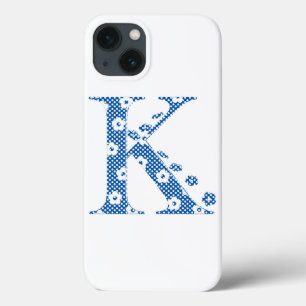 flower alphabet K (blue and dots) iPhone 13 Case