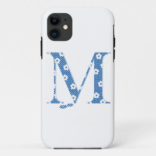 flower alphabet M (blue and dots) iPhone 11 Case