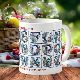Flower Alphabet Mediterranean Tile Mug