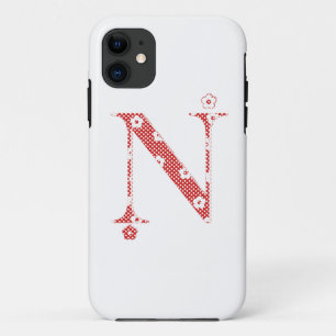 flower alphabet N (red and dots) iPhone 11 Case