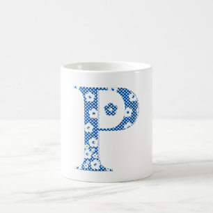 flower alphabet P (blue and dots) Coffee Mug