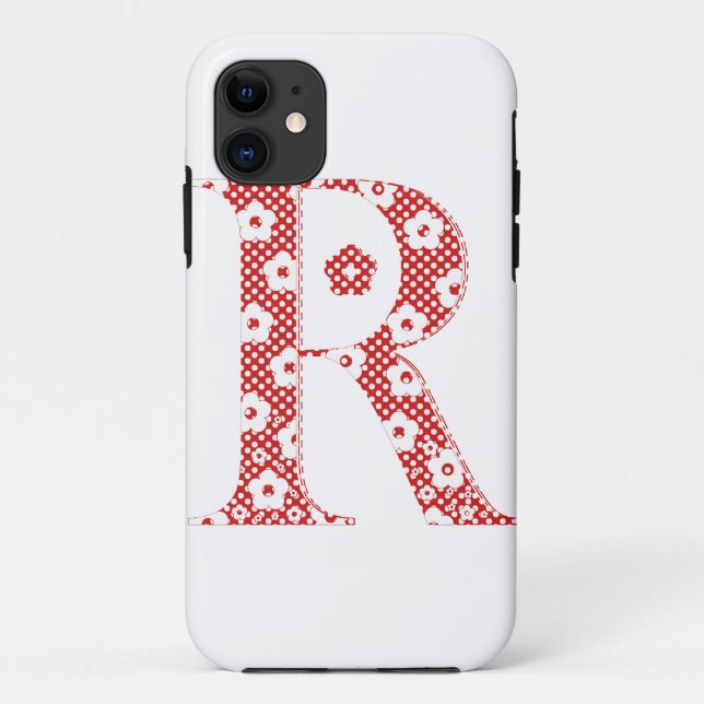 flower alphabet R (red and dots) Case-Mate iPhone Case (Back)