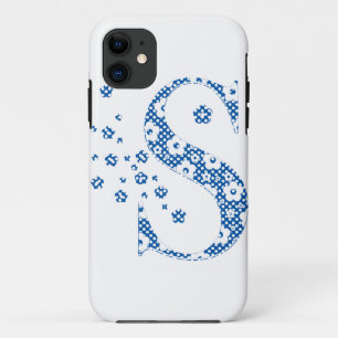 flower alphabet S (blue and dots) iPhone 11 Case