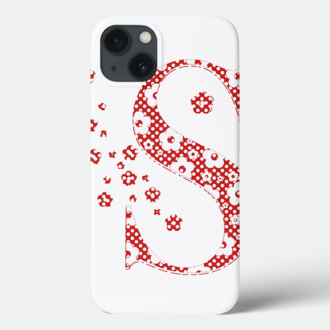 flower alphabet S (red and dots) Case-Mate iPhone Case (Back)